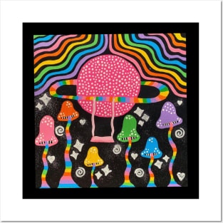 Mushroom painting Posters and Art